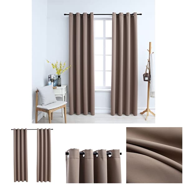 The Living Store Mörkläggningsgardiner med metallringar 2 st taupe 140x225 cm -  Gardiner & draperier