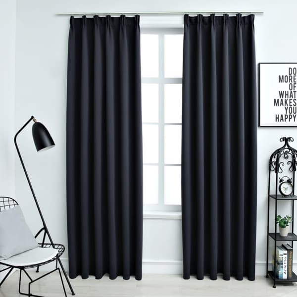 The Living Store Mörkläggningsgardiner med krokar 2 st antracit 140x225 cm -  Gardiner & draperier
