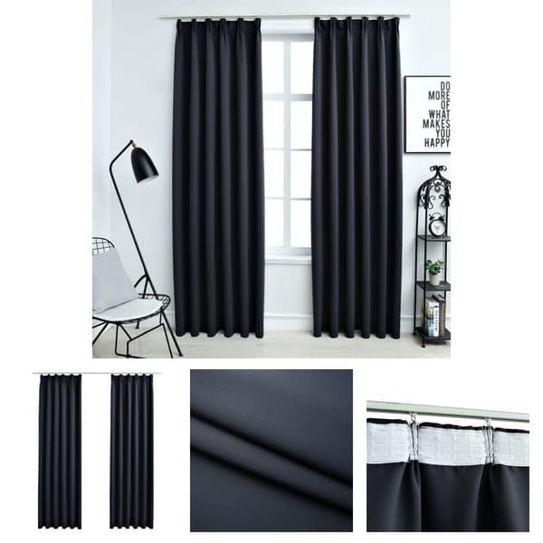 The Living Store Mörkläggningsgardiner med krokar 2 st antracit 140x225 cm -  Gardiner & draperier