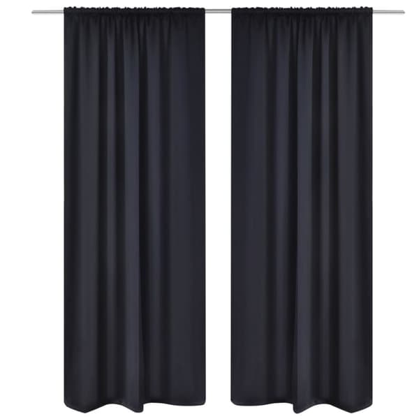 2-pack svarta gardiner med hyskupphängning 135 x 245 cm -  Gardiner & draperier