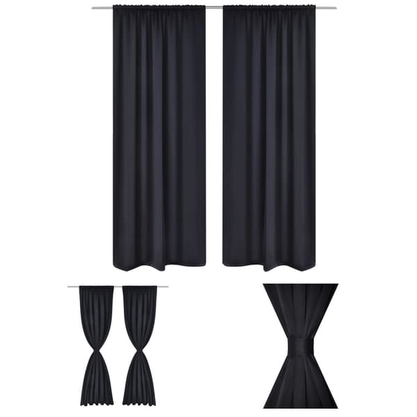 2-pack svarta gardiner med hyskupphängning 135 x 245 cm -  Gardiner & draperier