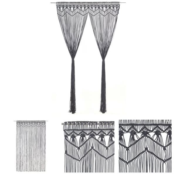The Living Store Macrame verho antrasiitti 140x240 cm puuvilla -  Verhot