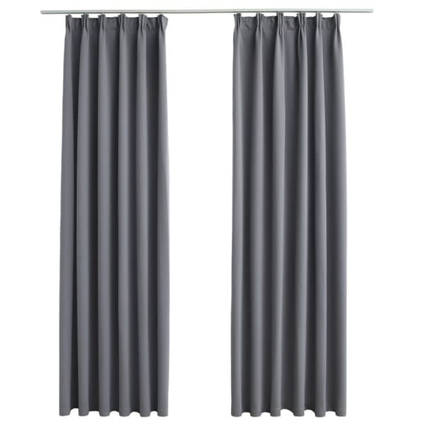 The Living Store Pimennysverhot koukuilla 2 kpl harmaa 140x175 cm - Verhot
