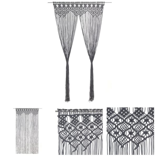 The Living Store Macrame verho antrasiitti 140x240 cm puuvilla -  Verhot
