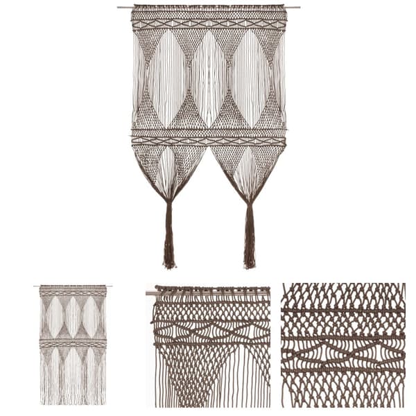 The Living Store Macrame verho harmaanruskea 140x240 cm puuvilla -  Verhot