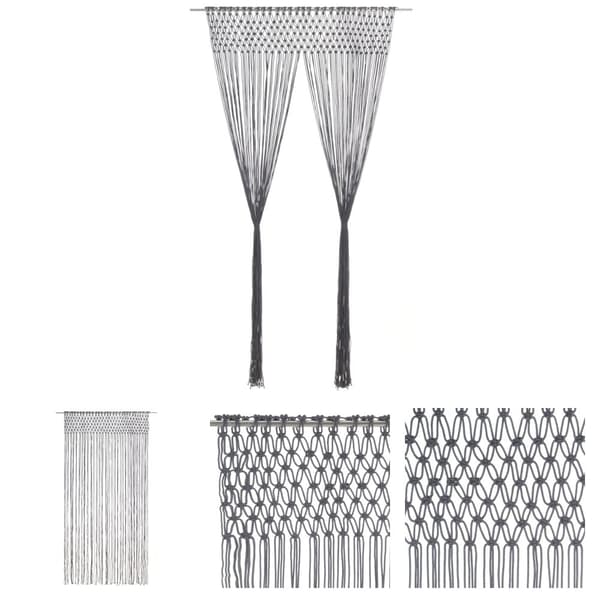 The Living Store macramégardin 140x240 cm bomuld antracitgrå -  Gardiner