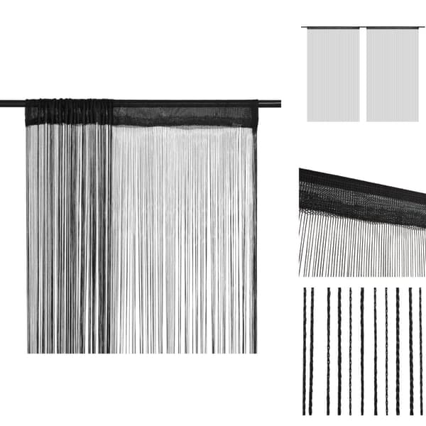 Gardiner - Living trådgardiner 2 stk. 100 x 250 cm sort