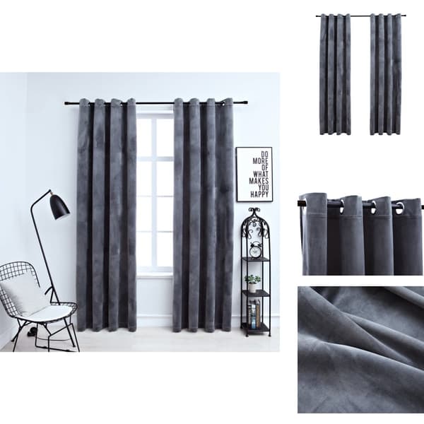 Verhot - Living Pimennysverhot renkailla 2 kpl sametti antrasiitti 140x175 cm