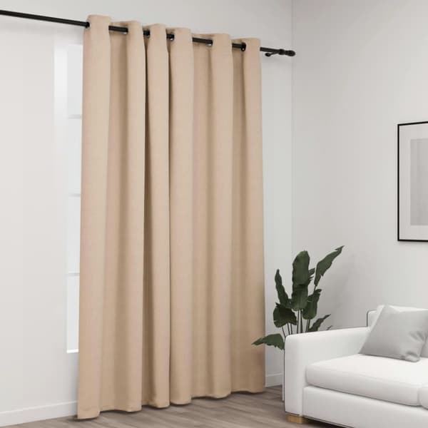Verhot - Living Pellavamainen pimennysverho purjerenkailla beige 290x245 cm
