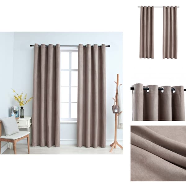 Gardiner & draperier - Living Mörkläggningsgardiner med metallringar 2 st taupe 140x225 cm