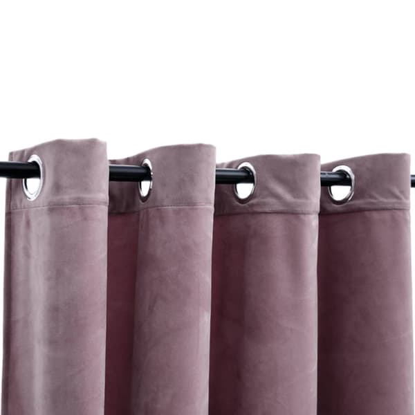 Gardiner - Living mørklægningsgardiner 2 stk. ringe 140 x 245 cm fløjl antik rosa