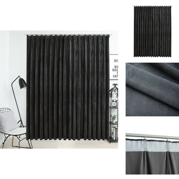 Gardiner - Living mørklægningsgardin med kroge 290 x 245 cm fløjl antracitgrå