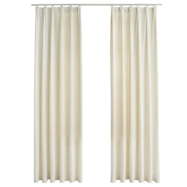 Gardiner & draperier - Living Mörkläggningsgardiner 2 st m. krokar sammet gräddvit 140x225 cm