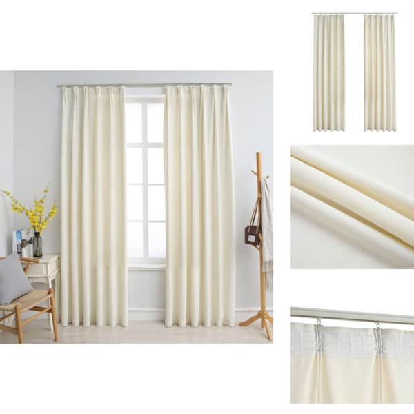 Gardiner & draperier - Living Mörkläggningsgardiner 2 st m. krokar sammet gräddvit 140x225 cm