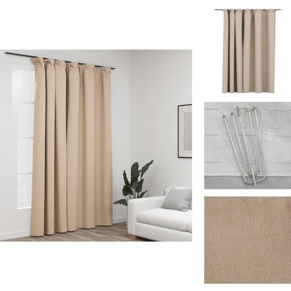 Gardiner - Living mørklægningsgardin med kroge hør-look 290x245 cm beige