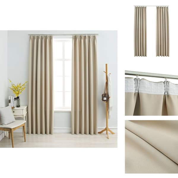 Verhot - Living Pimennysverhot koukuilla 2 kpl beige 140x175 cm