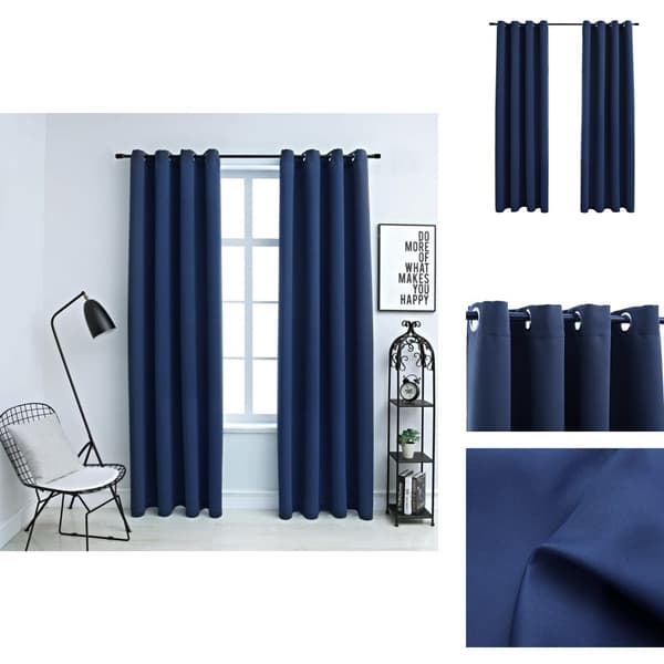 Gardiner & draperier - Living Mörkläggningsgardiner med metallringar 2 st blå 140x175 cm