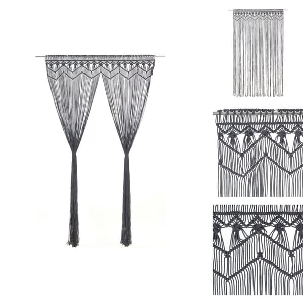 Verhot - Living Macrame verho antrasiitti 140x240 cm puuvilla