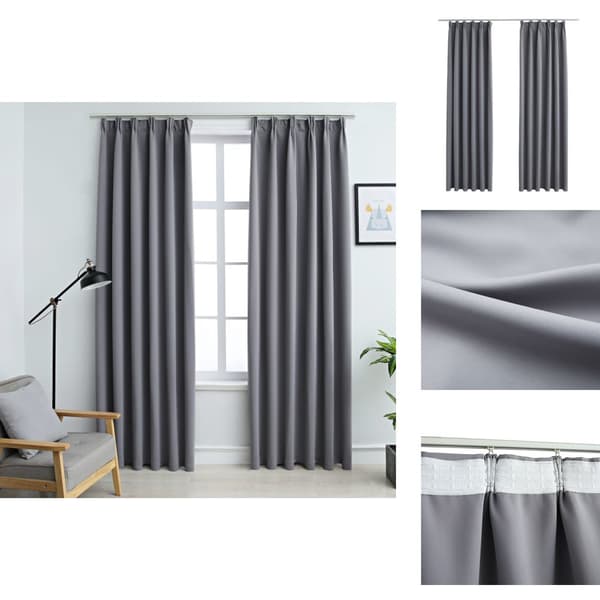 Gardiner - Living mørklægningsgardiner med kroge 2 stk. 140 x 245 cm grå
