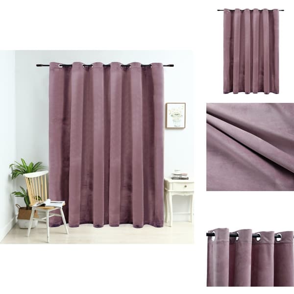 Verhot - Living Pimennysverho metallirenkailla sametti pinkki 290x245 cm