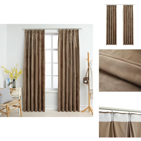 Verhot - Living Pimennysverhot koukuilla 2 kpl sametti beige 140x225 cm