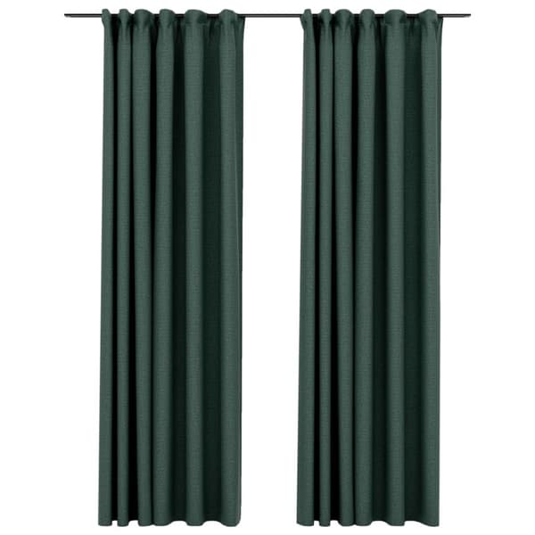 Verhot - Living Pellavamaiset pimennysverhot koukuilla 2 kpl vihreä 140x245 cm