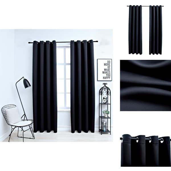 Gardiner & draperier - Living Mörkläggningsgardiner med metallringar 2 st svart 140x225 cm