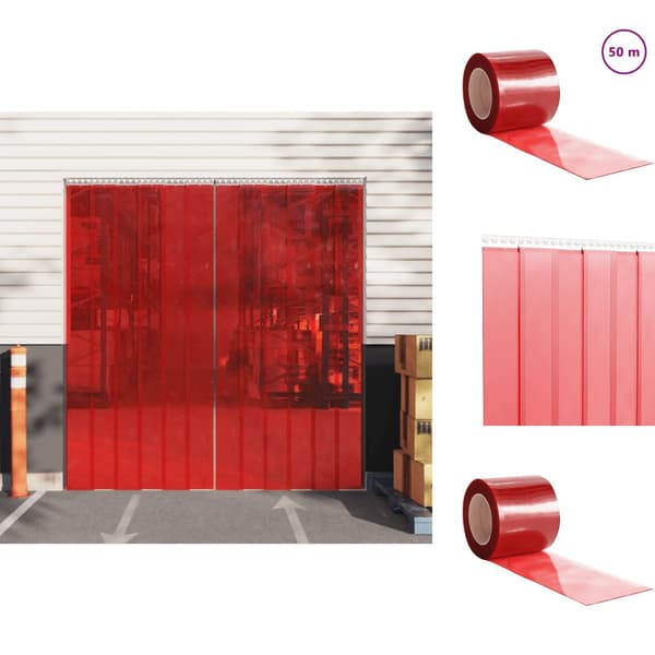 Gardiner - Living bændelgardin 200 mm x 1,6 mm 50 m PVC rød