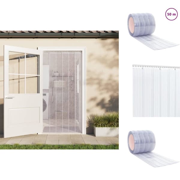 Gardiner - Living bændelgardin 200 mm x 1,6 mm 50 m PVC transparent