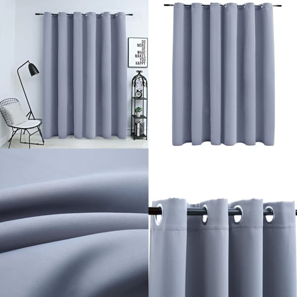 Mørklægningsgardin med metalringe 290 x 245 cm grå - Gardin - Gardiner - Home & Living