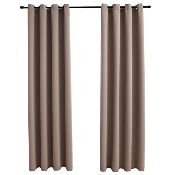Mørklægningsgardiner 2 stk. Med metalringe 140 x 175 cm gråbrun - Gardin - Gardiner - Home & Living