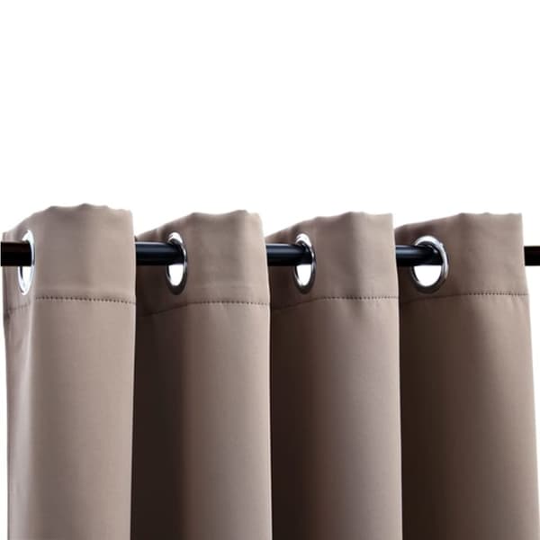 Mørklægningsgardiner 2 stk. Med metalringe 140 x 175 cm gråbrun - Gardin - Gardiner - Home & Living