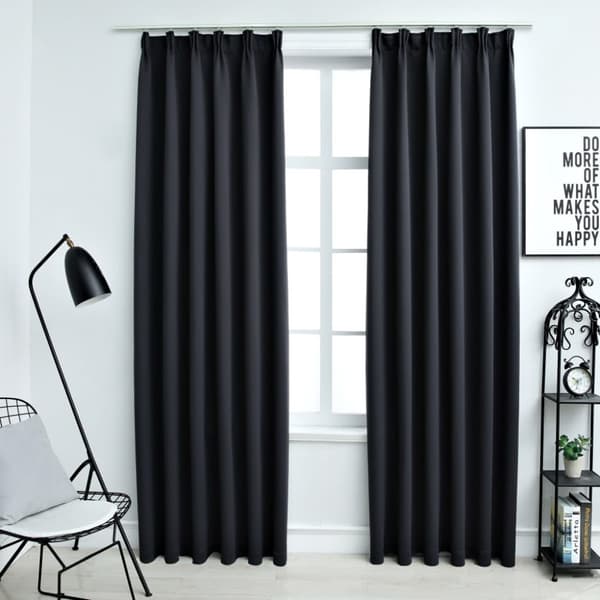 Mørklægningsgardiner med kroge 2 stk. 140 x 245 cm sort - Gardin - Gardiner - Home & Living