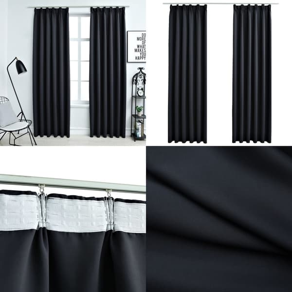 Mørklægningsgardiner med kroge 2 stk. 140 x 245 cm sort - Gardin - Gardiner - Home & Living