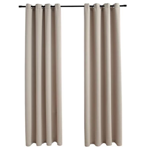 Mörkläggningsgardiner med metallringar 2 st beige 140x175 cm - Gardin - Gardiner - Home & Living
