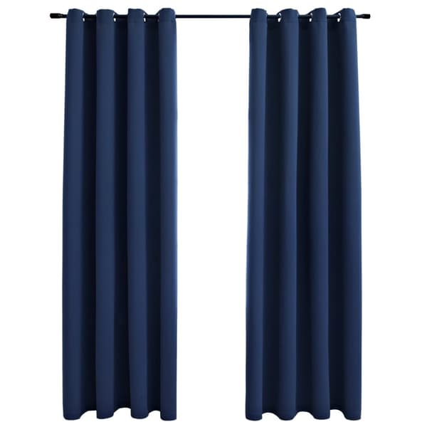 Mørklægningsgardiner 2 stk. Med metalringe 140 x 245 cm blå - Gardin - Gardiner - Home & Living
