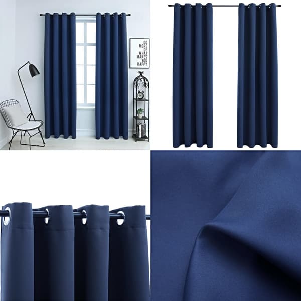 Mørklægningsgardiner 2 stk. Med metalringe 140 x 245 cm blå - Gardin - Gardiner - Home & Living