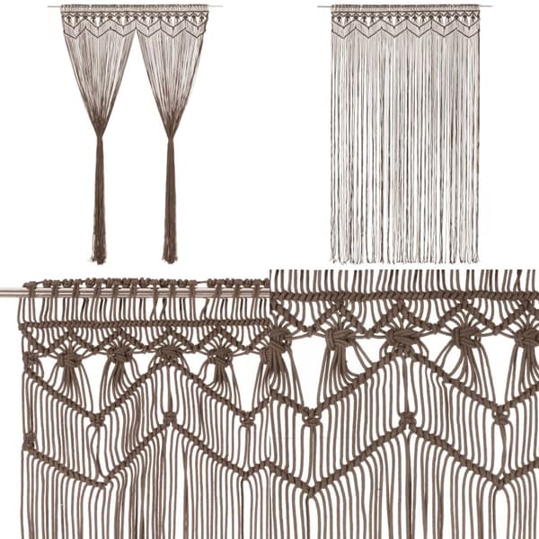 Macramégardin 140x240 cm bomuld gråbrun - Gardin - Gardiner - Home & Living