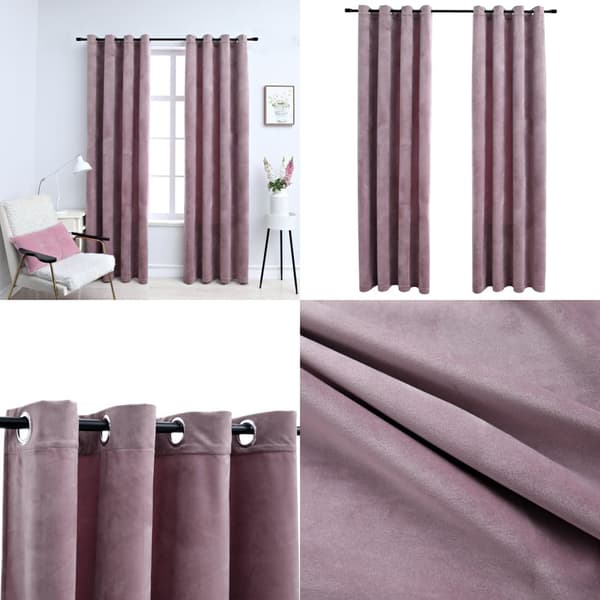 Mörkläggningsgardiner med ringar 2 st rosa sammet 140x245 cm - Gardin - Gardiner - Home & Living