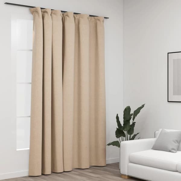 Mörkläggningsgardin med krokar linnelook beige 290x245 cm - Gardin - Gardiner - Home & Living