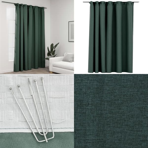 Mørklægningsgardin med kroge hør-look 290x245 cm grøn - Gardin - Gardiner - Home & Living