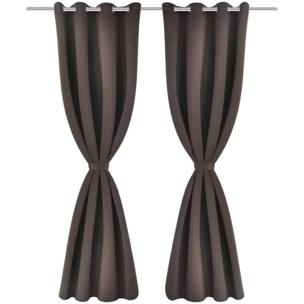 Mörkläggningsgardiner med metallringar 2 st 135 x 245 cm brun - Gardiner - Draperi - Home & Living