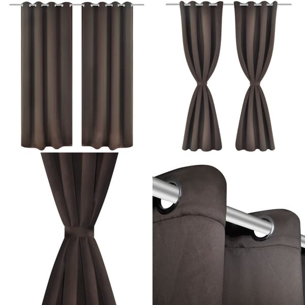 Mörkläggningsgardiner med metallringar 2 st 135 x 245 cm brun - Gardiner - Draperi - Home & Living