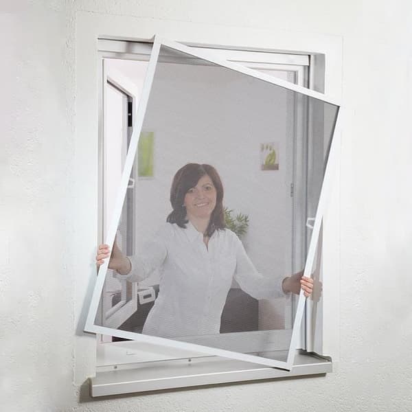 YUENFONG myggnät för fönster, aluminiumram, inga borrningar eller skruvar, vit, 100 x 120 cm