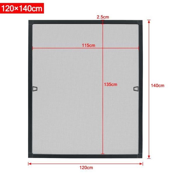 YUENFONG Myggnät för fönster - Aluminiumram - Utan borrning eller skruvar - Antracit - 120 x 140 cm