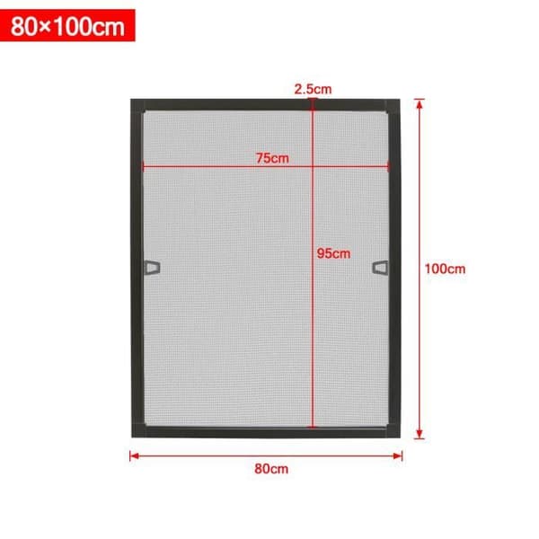 YUENFONG Myggnät för fönster - Aluminiumram - Utan borrning eller skruvar - Antracit - 80 x 100 cm