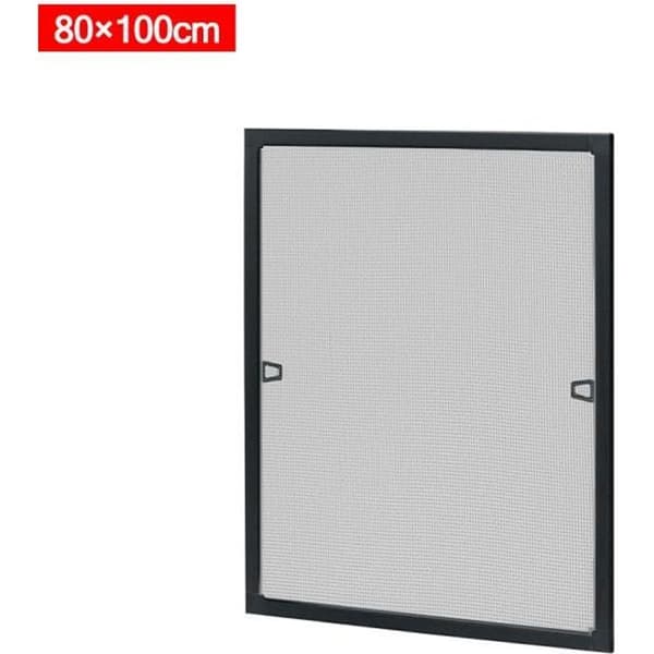 YUENFONG Myggnät för fönster - Aluminiumram - Utan borrning eller skruvar - Antracit - 80 x 100 cm
