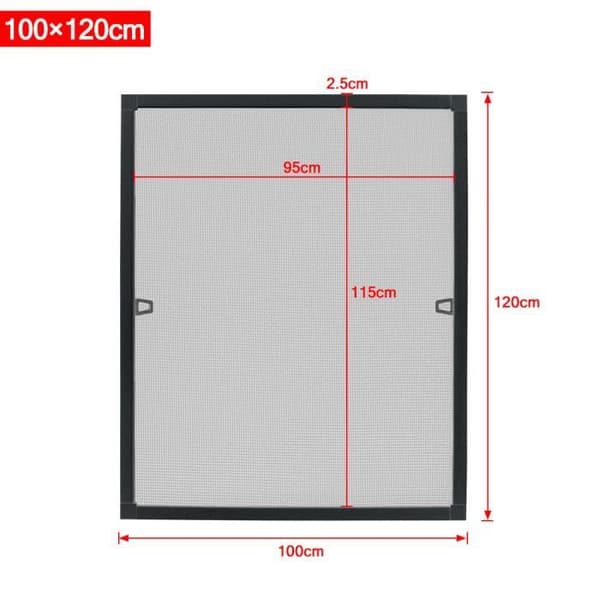 YUENFONG Myggnät för fönster - Aluminiumram - Utan borrning eller skruvar - Antracit - 100 x 120 cm