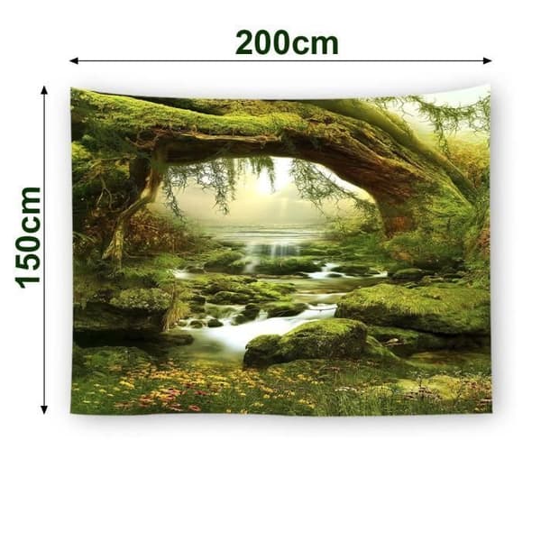 Skogsväggtapet 200x150cm - Naturtyg vägghängande - 3D Gobeläng Bakgrunder för rumsinredning (stil 1