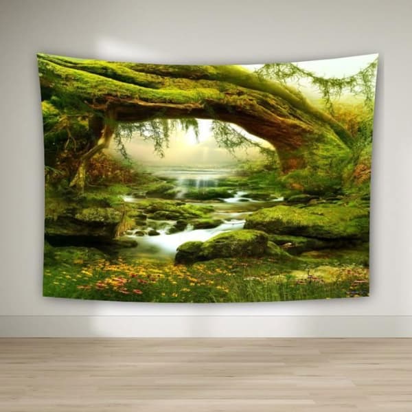 Skogsväggtapet 200x150cm - Naturtyg vägghängande - 3D Gobeläng Bakgrunder för rumsinredning (stil 1